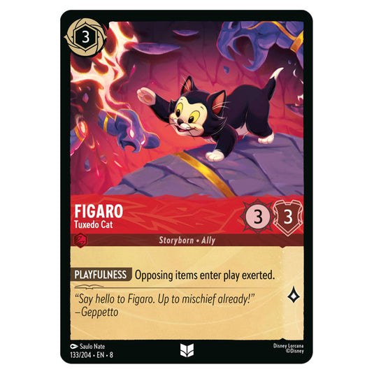 Figaro - Tuxedo Cat 133/204 card from the Lorcana set Reign of Jafar