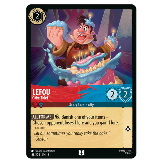 LeFou - Cake Thief 138/204 card from the Lorcana set Reign of Jafar