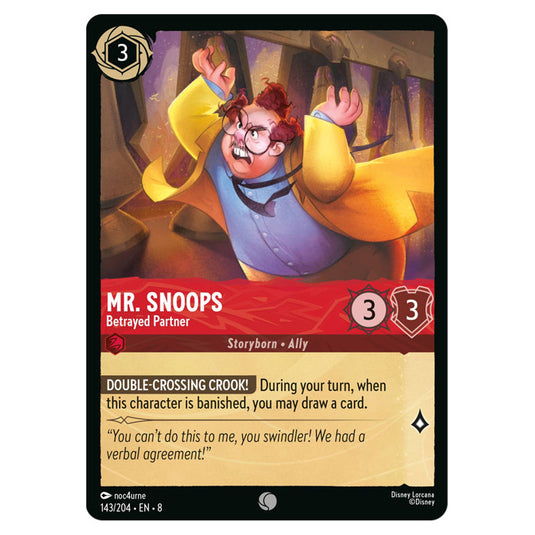 Mr. Snoops - Betrayed Partner 143/204 card from the Lorcana set Reign of Jafar