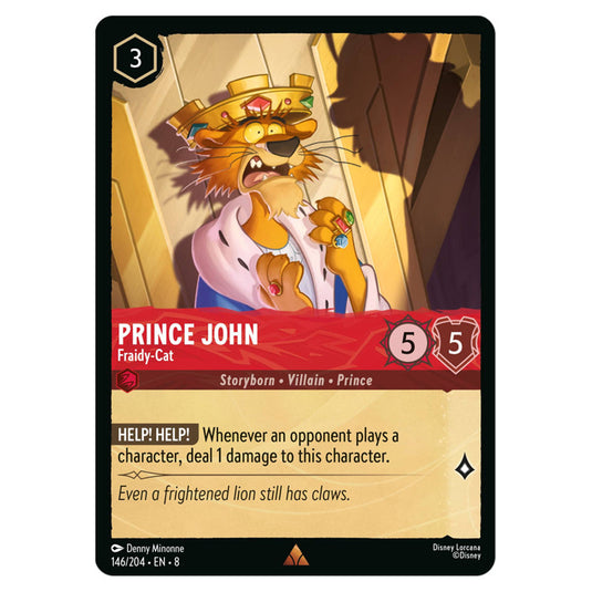 Prince John - Fraidy‐Cat 146/204 card from the Lorcana set Reign of Jafar