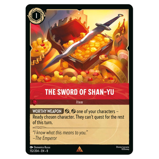 The Sword of Shan‐Yu 152/204 card from the Lorcana set Reign of Jafar