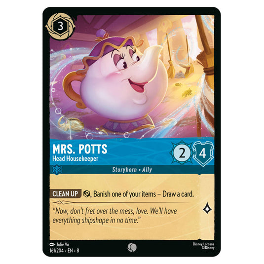 Mrs. Potts - Head Housekeeper 161/204 card from the Lorcana set Reign of Jafar