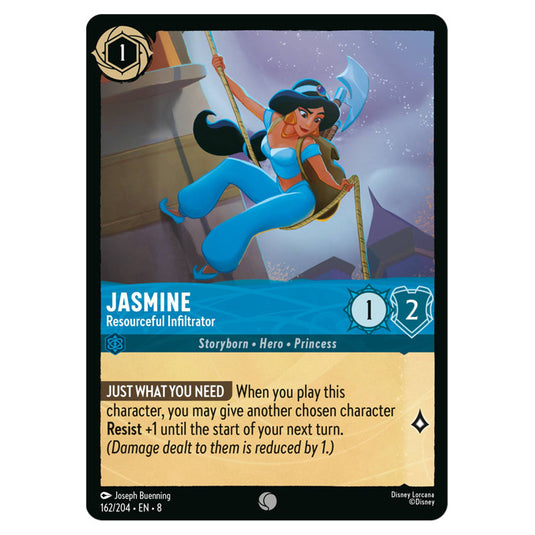 Jasmine - Resourceful Infiltrator 162/204 card from the Lorcana set Reign of Jafar
