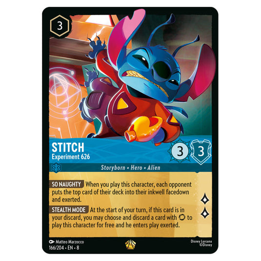 Stitch - Experiment 626 166/204 card from the Lorcana set Reign of Jafar