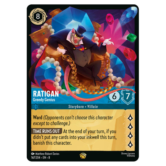 Lorcana - Reign of Jafar - Ratigan - Greedy Genius (Legendary) - 167/204 Lorcana - Reign of Jafar - Ratigan - Greedy Genius (Legendary) - 167/204
