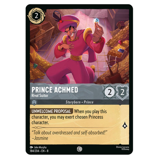 Prince Achmed - Rival Suitor 184/204 card from the Lorcana set Reign of Jafar