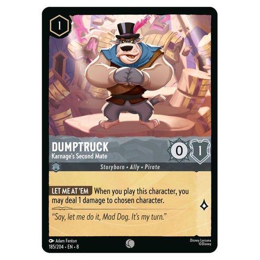Dumptruck - Karnage's Second Mate 185/204 card from the Lorcana set Reign of Jafar