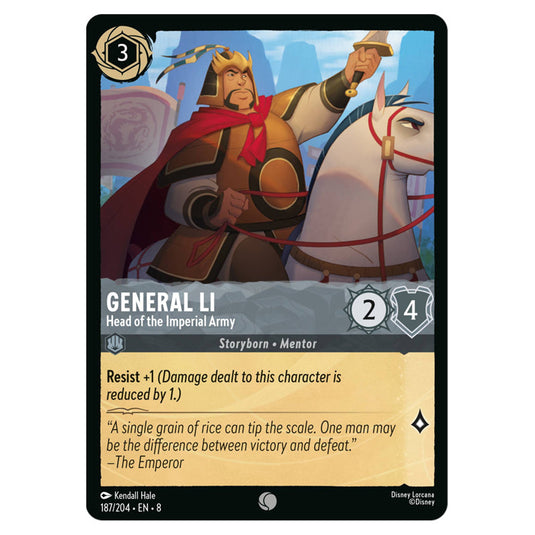 General Li - Head of the Imperial Army 187/204 card from the Lorcana set Reign of Jafar