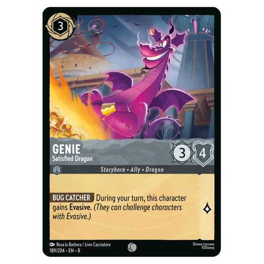 Genie - Satisfied Dragon 189/204 card from the Lorcana set Reign of Jafar