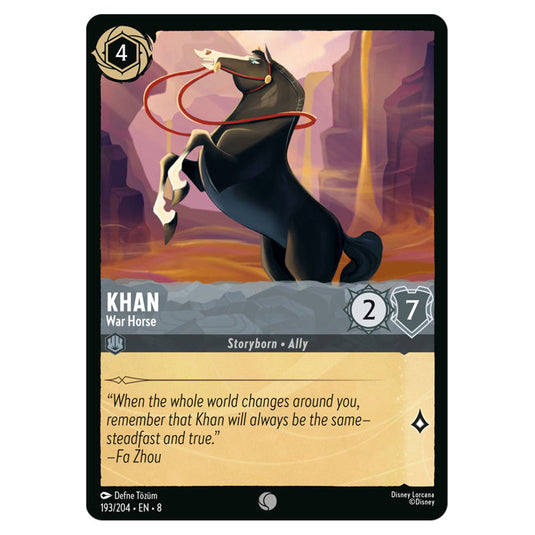 Khan - War Horse 193/204 card from the Lorcana set Reign of Jafar
