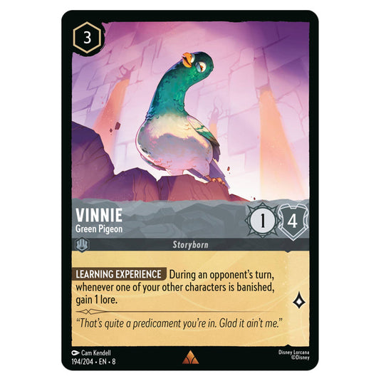Vinnie - Green Pigeon 194/204 card from the Lorcana set Reign of Jafar