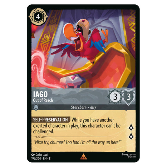 Iago - Out of Reach 195/204 card from the Lorcana set Reign of Jafar