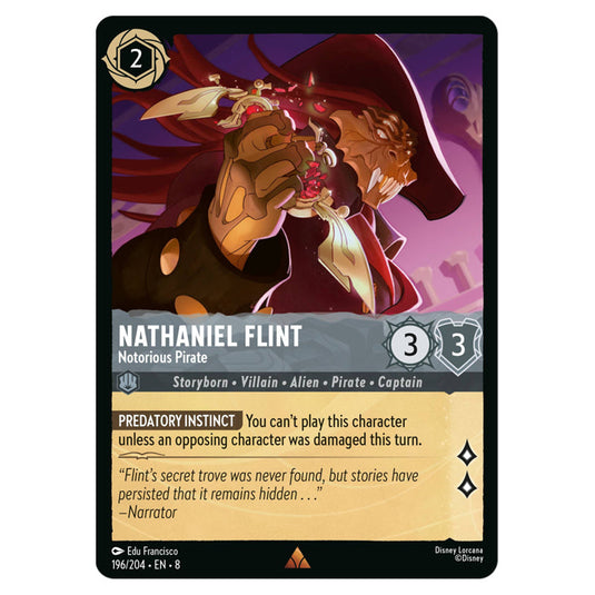 Nathaniel Flint - Notorious Pirate 196/204 card from the Lorcana set Reign of Jafar