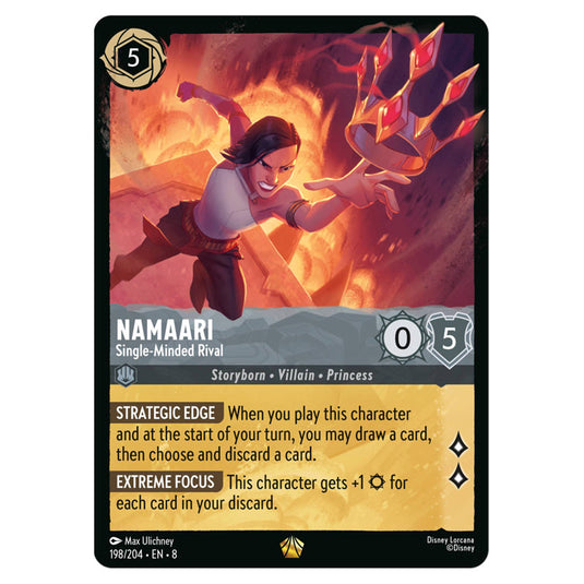 Namaari - Single‐Minded Rival 198/204 card from the Lorcana set Reign of Jafar