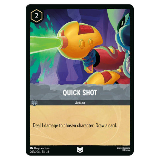 Quick Shot 203/204 card from the Lorcana set Reign of Jafar