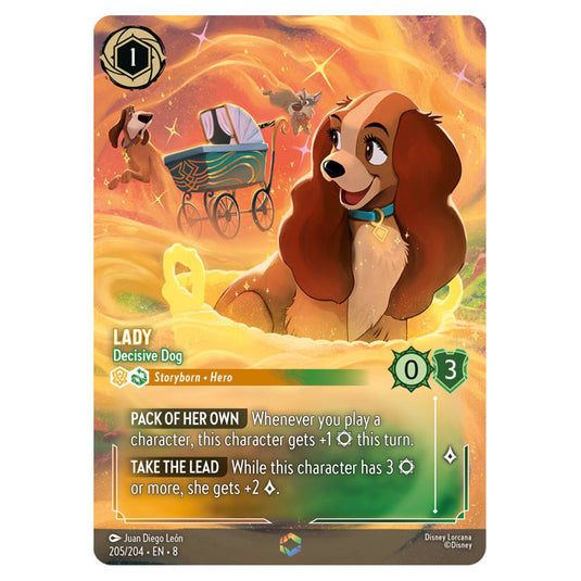 Lady - Decisive Dog 205/204 card from the Lorcana set Reign of Jafar