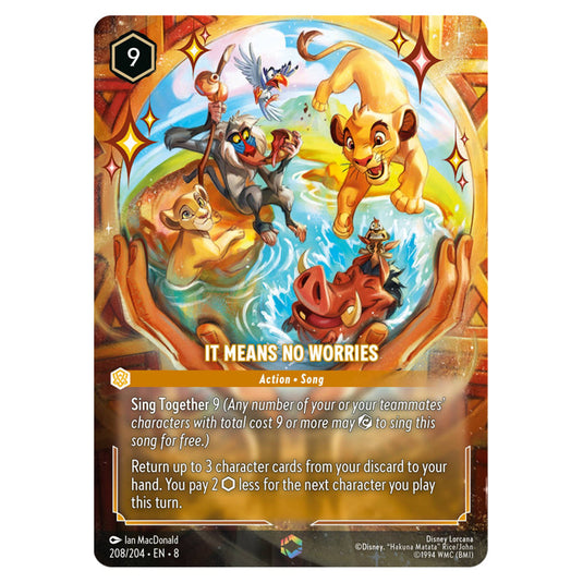 It Means No Worries 208/204 card from the Lorcana set Reign of Jafar