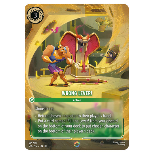 Wrong Lever! 216/204 card from the Lorcana set Reign of Jafar