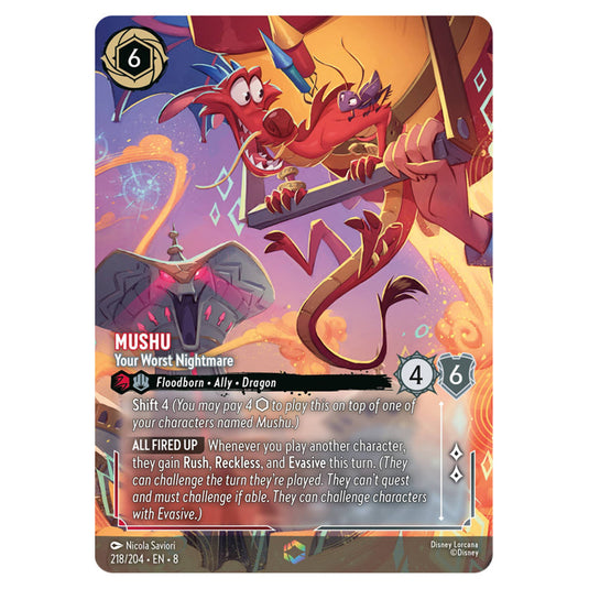 Mushu - Your Worst Nightmare 218/204 card from the Lorcana set Reign of Jafar