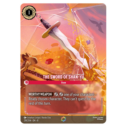 The Sword of Shan‐Yu 219/204 card from the Lorcana set Reign of Jafar