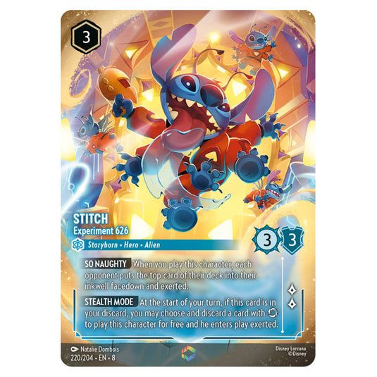 Stitch - Experiment 626 220/204 card from the Lorcana set Reign of Jafar
