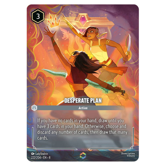 Desperate Plan 222/204 card from the Lorcana set Reign of Jafar