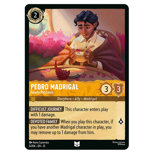 Pedro Madrigal - Family Patriarch 5/204 card from the Lorcana set Wilds Unknown