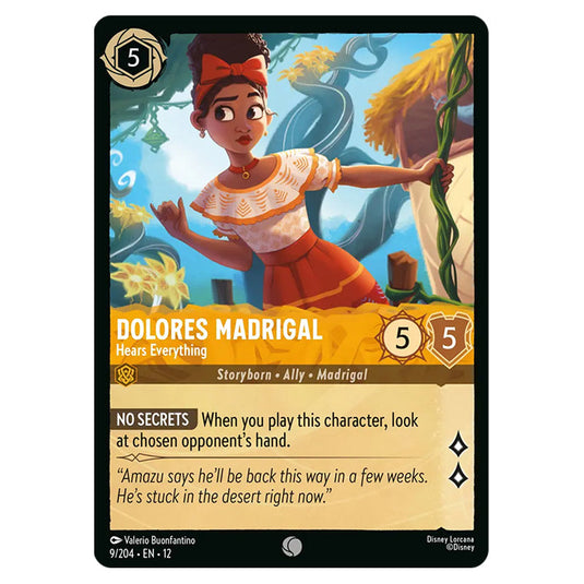 Dolores Madrigal - Hears Everything 9/204 card from the Lorcana set Wilds Unknown