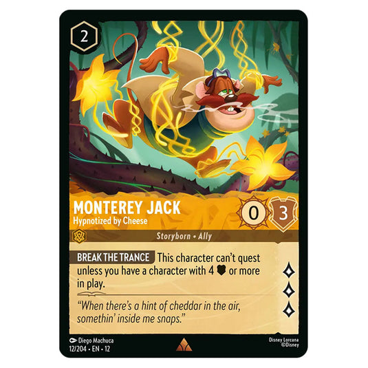 Monterey Jack - Hypnotized by Cheese 12/204 card from the Lorcana set Wilds Unknown