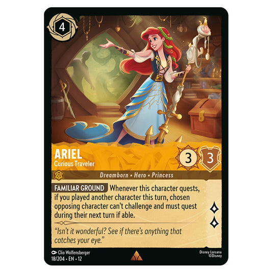 Ariel - Curious Traveler 18/204 card from the Lorcana set Wilds Unknown