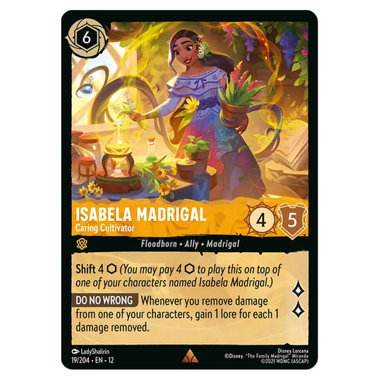 Isabela Madrigal - Caring Cultivator 19/204 card from the Lorcana set Wilds Unknown