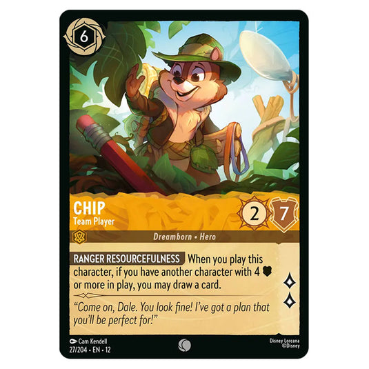 Chip - Team Player 27/204 card from the Lorcana set Wilds Unknown