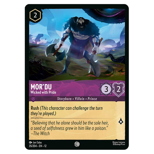 Mor'du - Wicked with Pride 35/204 card from the Lorcana set Wilds Unknown