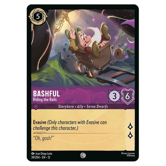 Bashful - Riding the Rails 39/204 card from the Lorcana set Wilds Unknown