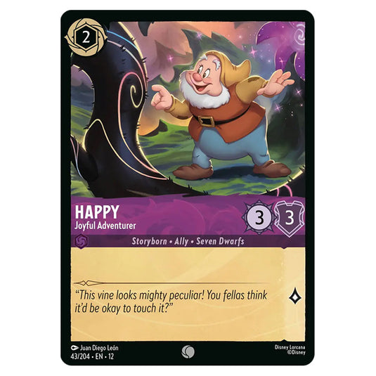 Happy - Joyful Adventurer 43/204 card from the Lorcana set Wilds Unknown