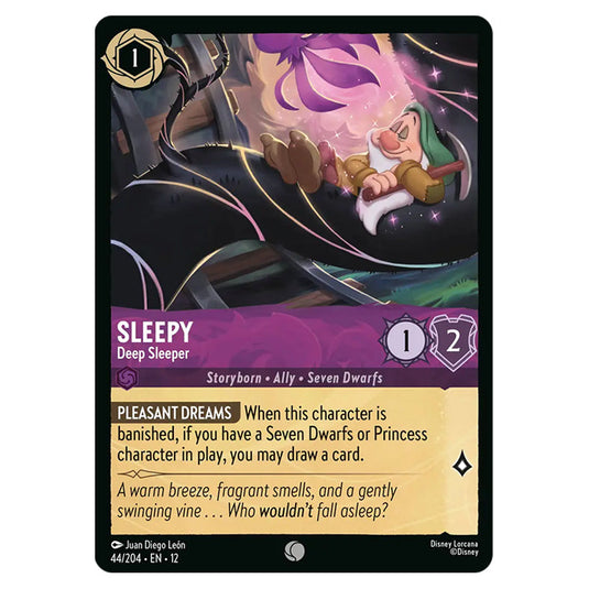 Sleepy - Deep Sleeper 44/204 card from the Lorcana set Wilds Unknown