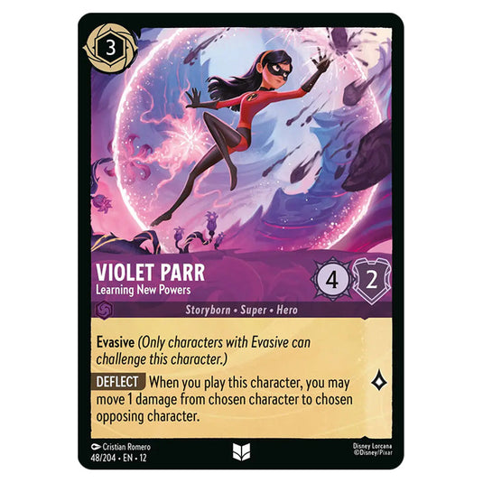 Violet Parr - Learning New Powers 48/204 card from the Lorcana set Wilds Unknown