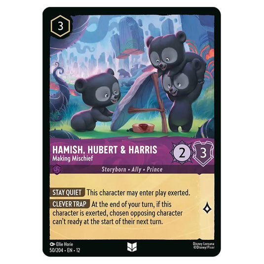Hamish, Hubert & Harris - Making Mischief 50/204 card from the Lorcana set Wilds Unknown