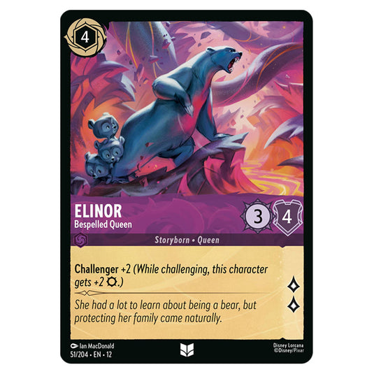 Elinor - Bespelled Queen 51/204 card from the Lorcana set Wilds Unknown