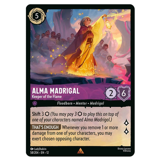Alma Madrigal - Keeper of the Flame 58/204 card from the Lorcana set Wilds Unknown