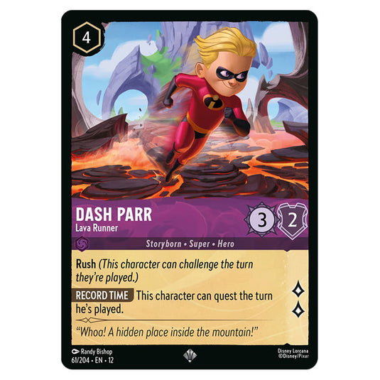 Dash Parr - Lava Runner 61/204 card from the Lorcana set Wilds Unknown