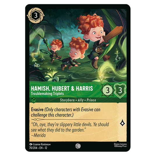 Hamish, Hubert & Harris - Troublemaking Triplets 70/204 card from the Lorcana set Wilds Unknown