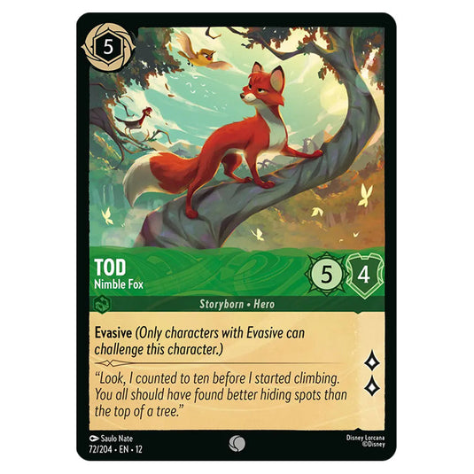 Tod - Nimble Fox 72/204 card from the Lorcana set Wilds Unknown
