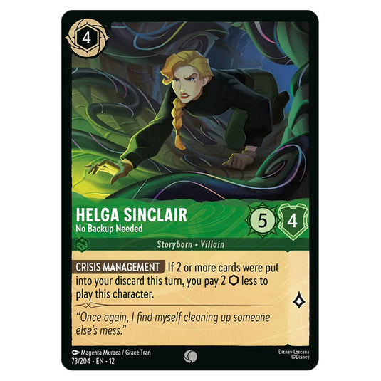Helga Sinclair - No Backup Needed 73/204 card from the Lorcana set Wilds Unknown