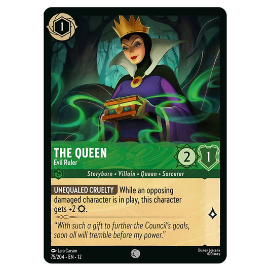 The Queen - Evil Ruler 75/204 card from the Lorcana set Wilds Unknown