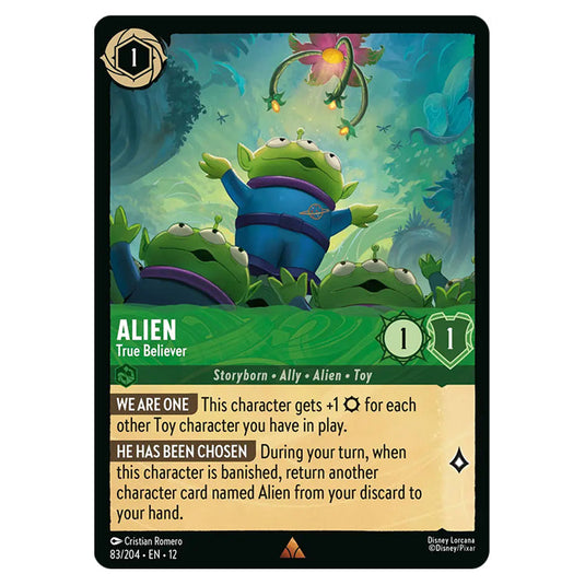 Alien - True Believer 83/204 card from the Lorcana set Wilds Unknown