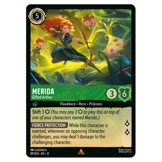 Merida - Gifted Archer 89/204 card from the Lorcana set Wilds Unknown
