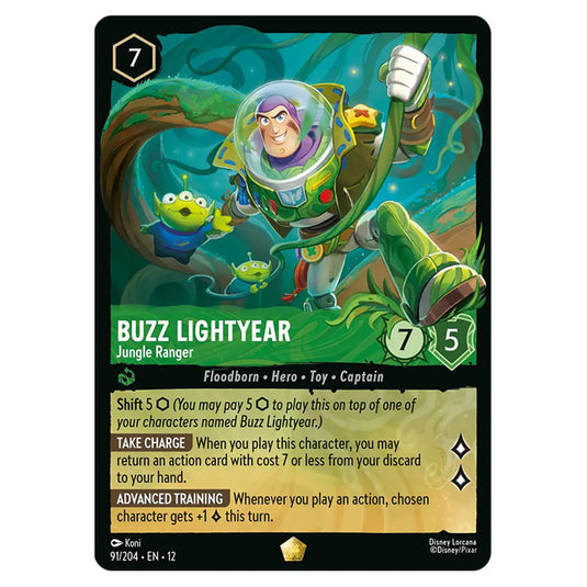 Buzz Lightyear - Jungle Ranger 91/204 card from the Lorcana set Wilds Unknown