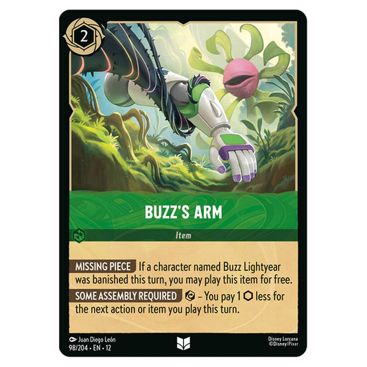 Buzz's Arm 98/204 card from the Lorcana set Wilds Unknown
