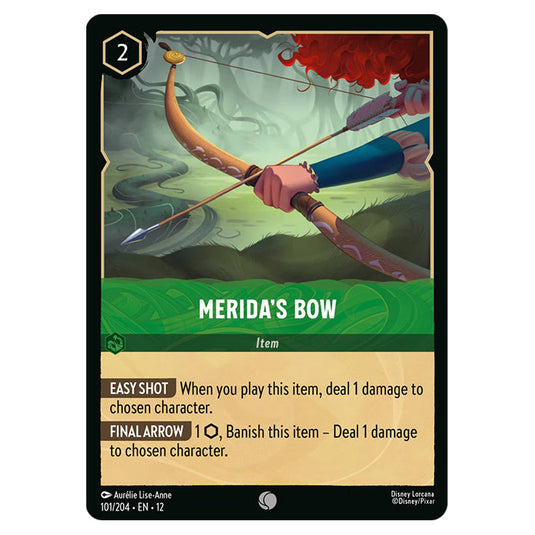 Merida's Bow 101/204 card from the Lorcana set Wilds Unknown